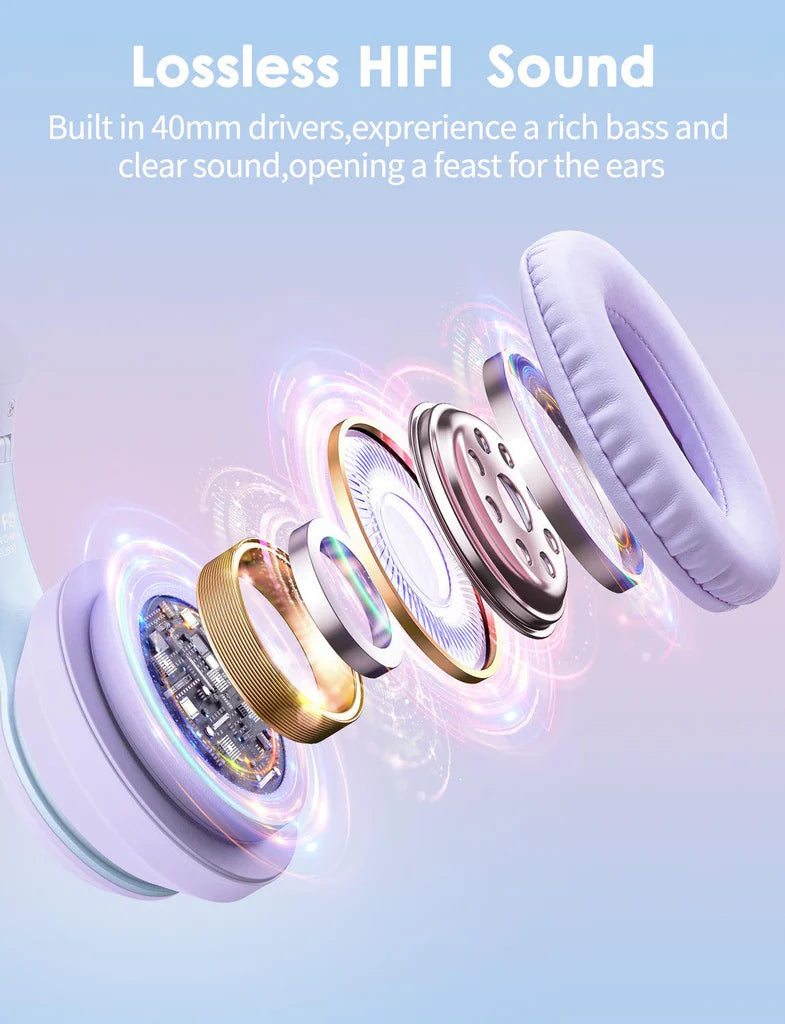 Audifonos Inalámbricos Diadema Onikuma B90 orejas de gato incluye soporte
