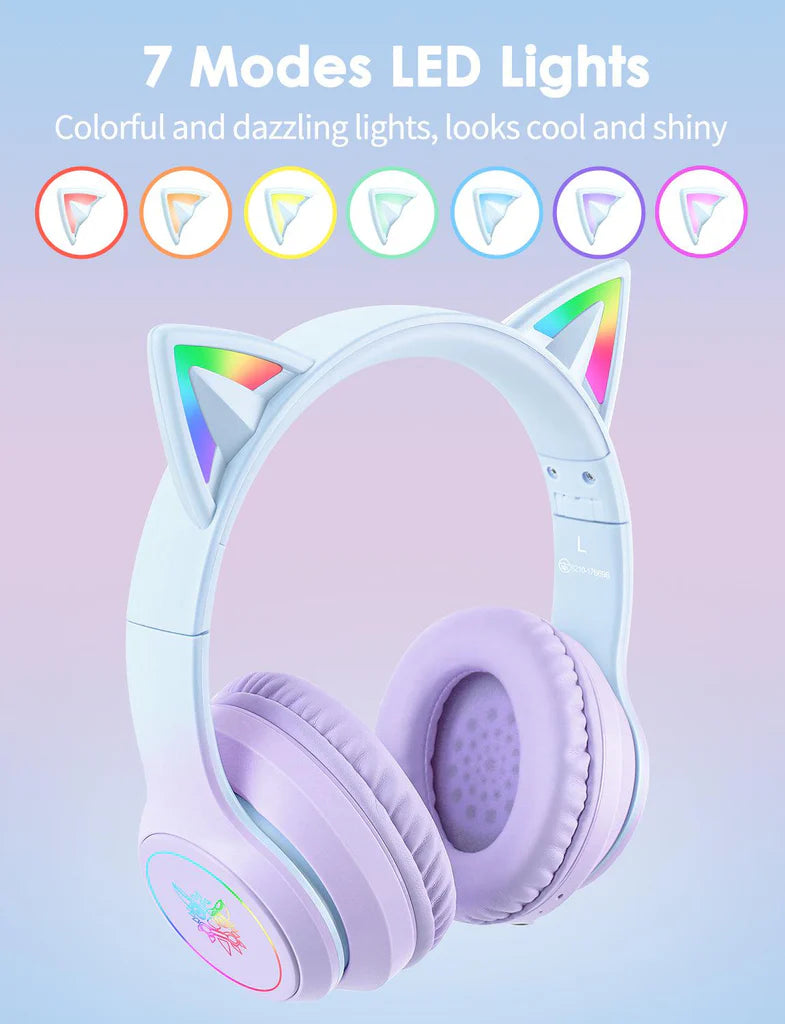 Audifonos Inalámbricos Diadema Onikuma B90 orejas de gato incluye soporte