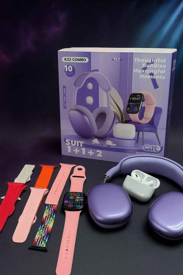 COMBO K32 SMARTWATCH + 7 PULSOS , DIADEMA MAX, AIRPODS MAX