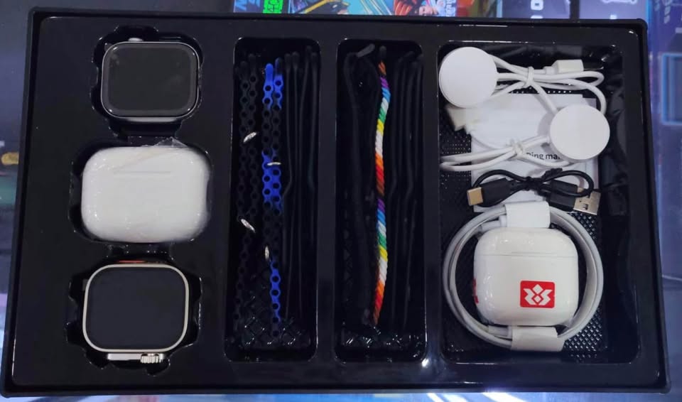 COMBO TL003 X 2 SMART WATCH + 2 AUDIFONOS INALAMBRICOS + 8 PULSOS