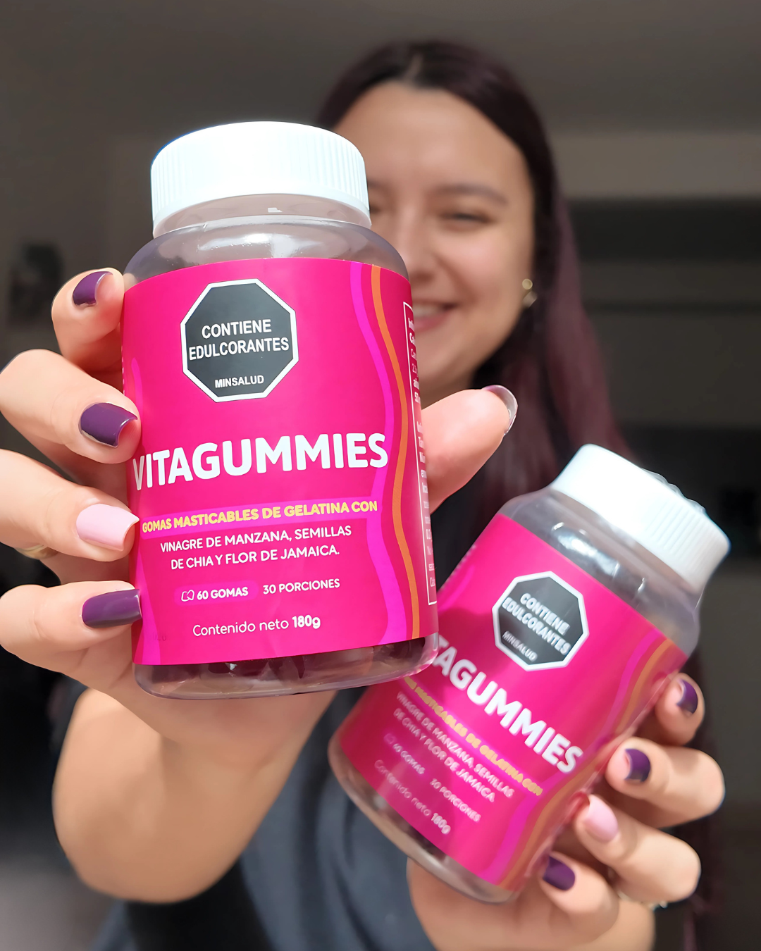 VITAGUMMIES 🍏GOMAS MASTICABLES CON VINAGRE DE MANZANA, SEMILLAS DE CHÍA Y FLOR DE JAMAICA 🌺