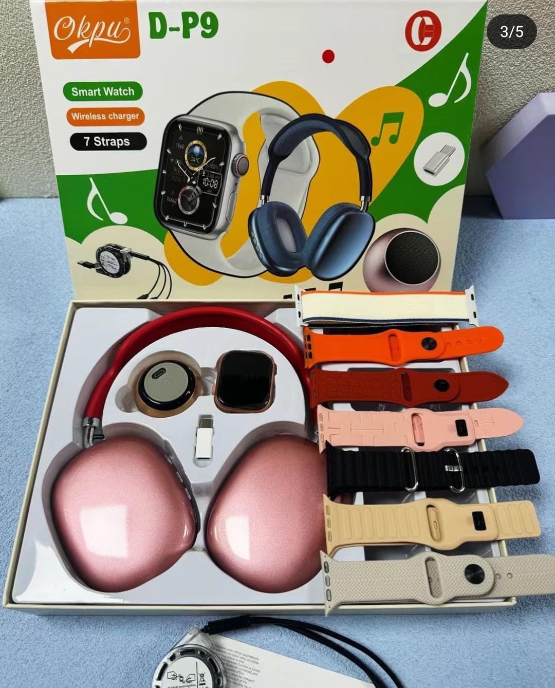 Combo DP9 Reloj Smartwatch 7 Correas, audífonos, parlante y cargador ⚡