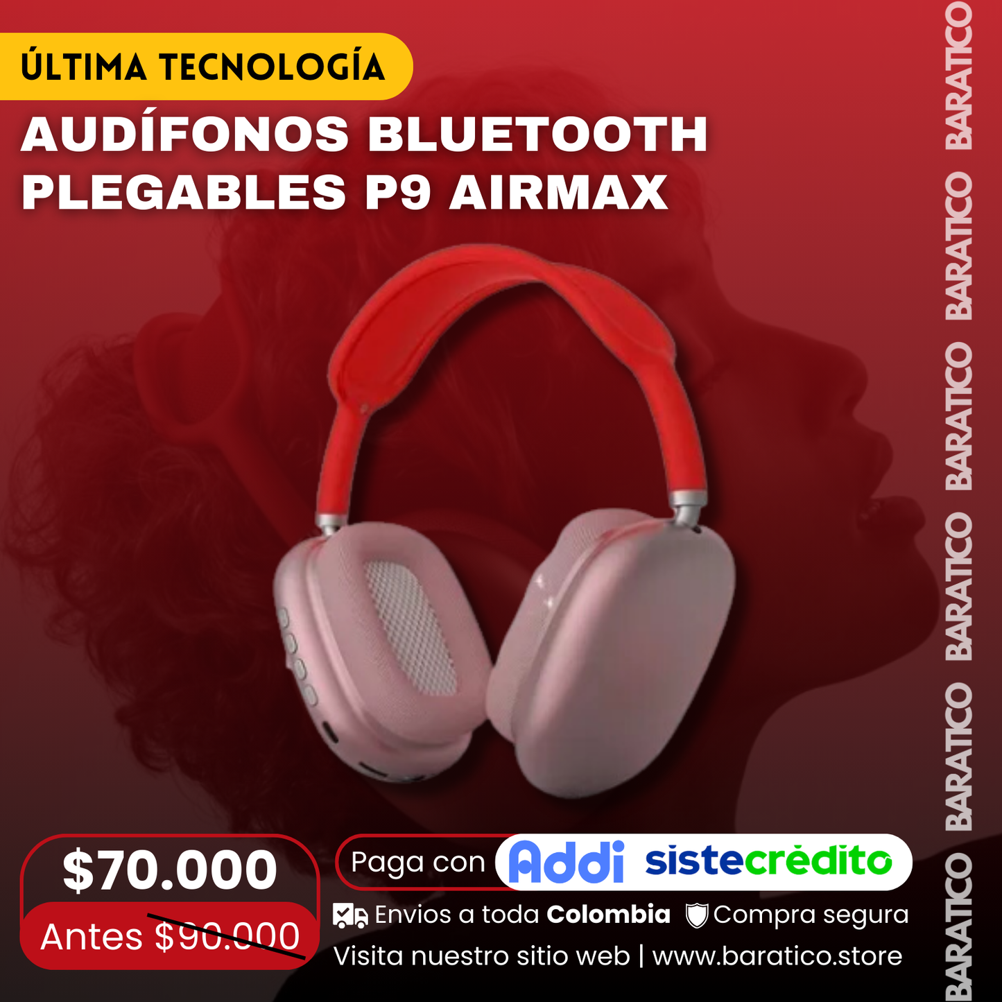 Audífonos Bluetooth Plegables P9 Airmax Diadema ⭐PRECIO : $70.000 🧑🎄