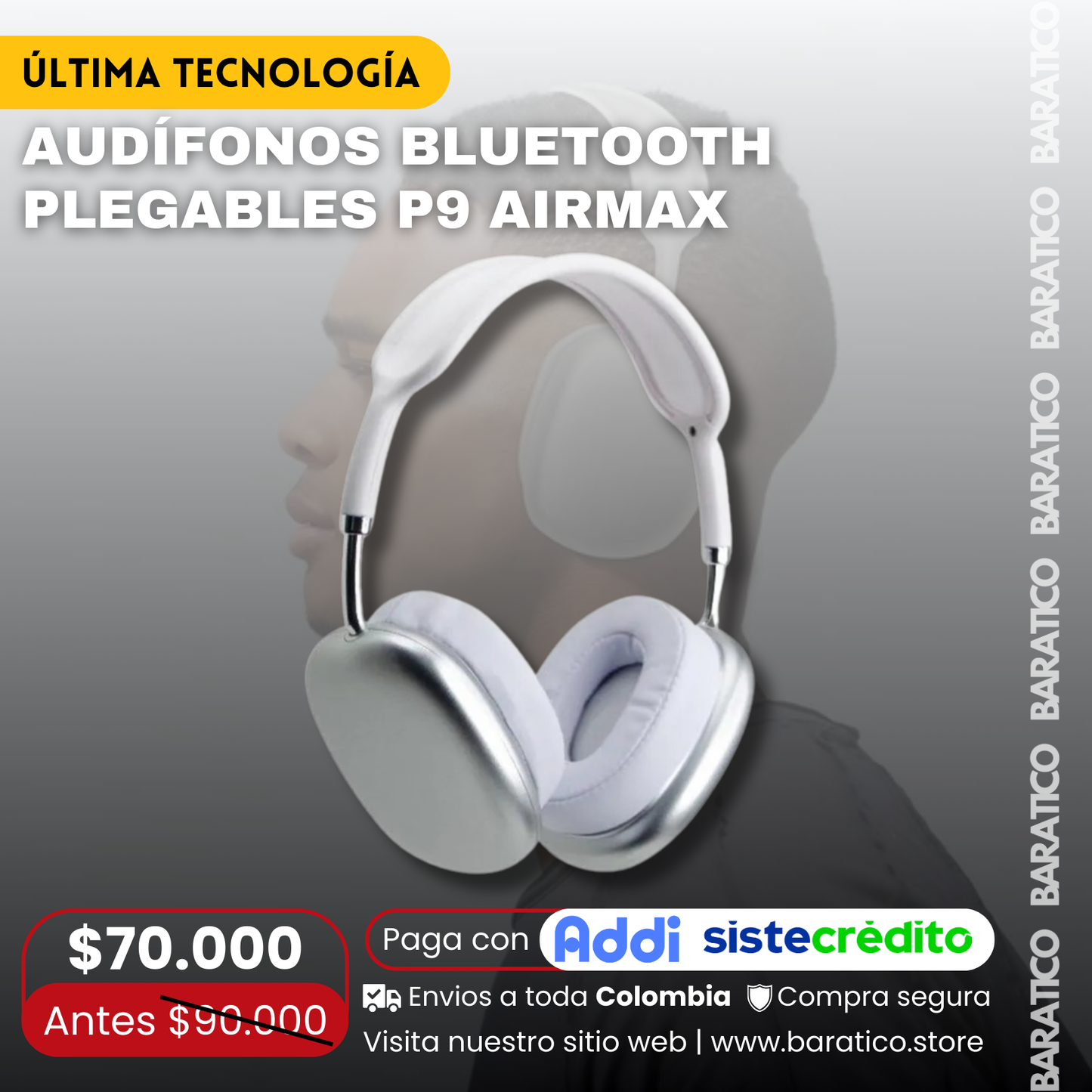 Audífonos Bluetooth Plegables P9 Airmax Diadema ⭐PRECIO : $70.000 🧑🎄