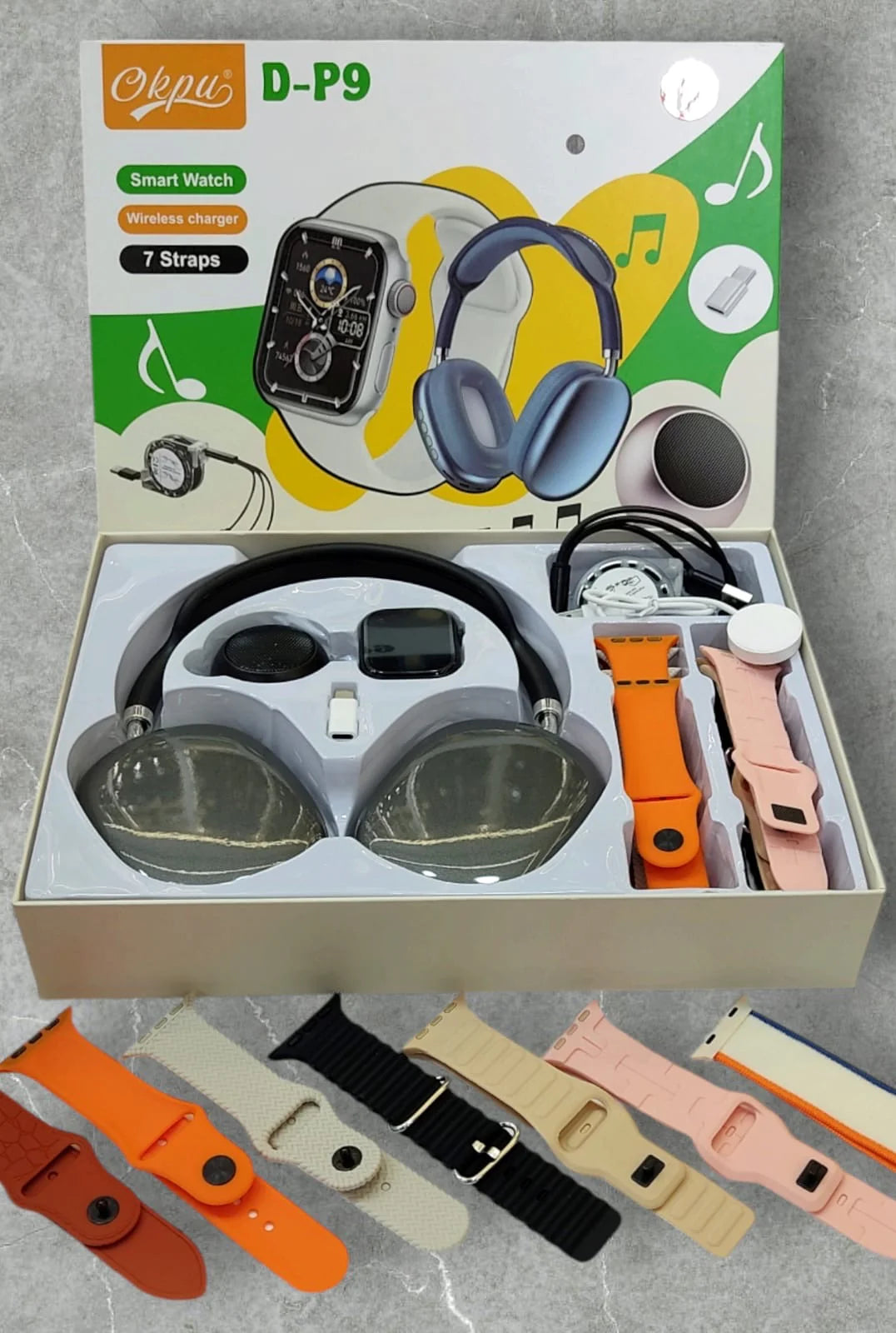 Combo DP9 Reloj Smartwatch 7 Correas, audífonos, parlante y cargador ⚡