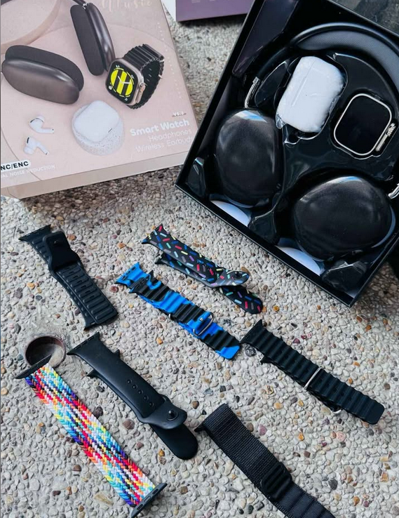 🔥COMBO K12 RELOJ + AUDIFONOS + DIADEMA BLUETOOTH +7 CORREAS 😱