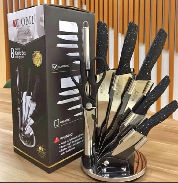 Set de cuchillos x8 con base giratoria