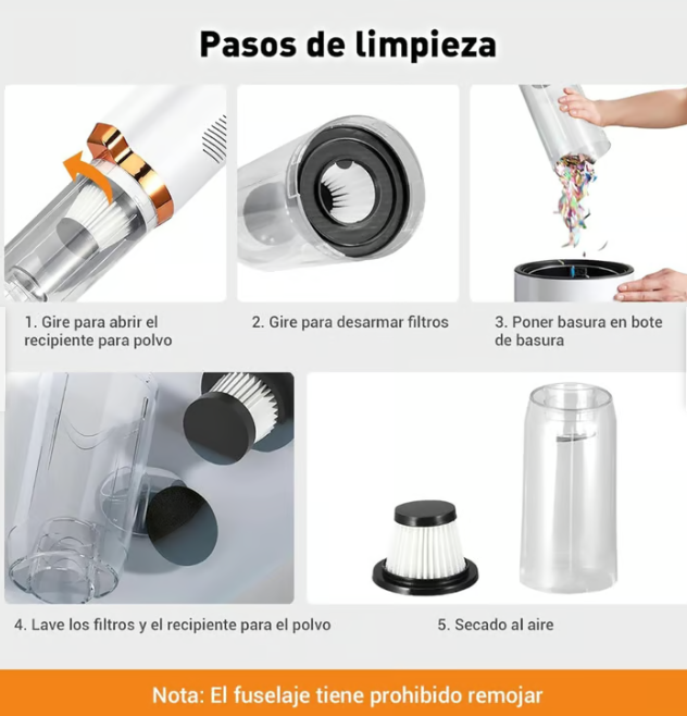 Aspiradora Inalámbrica 3 En 1 Con Filtro Reutilizable