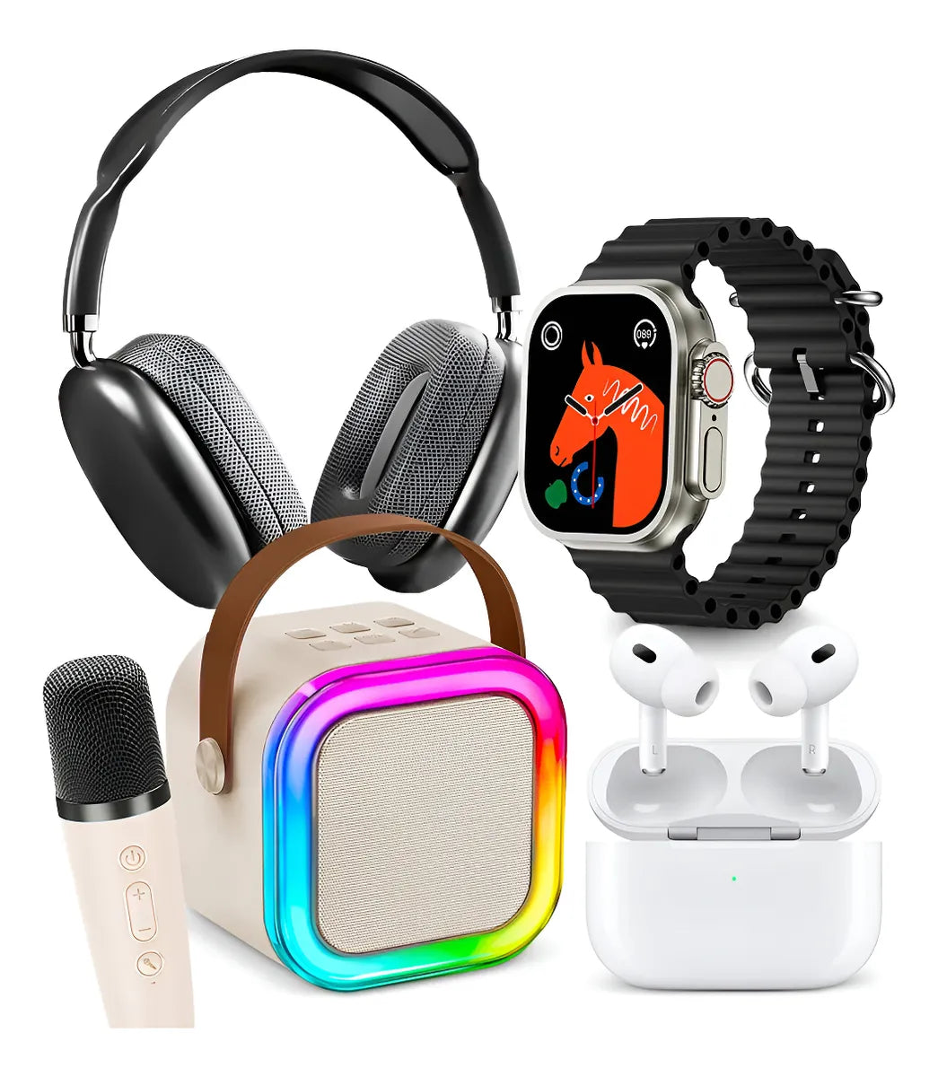 COMBO TL-002 SMARTWATCH + PARLANTE + MICROFONO + AUDIFONOS + DIADEMA