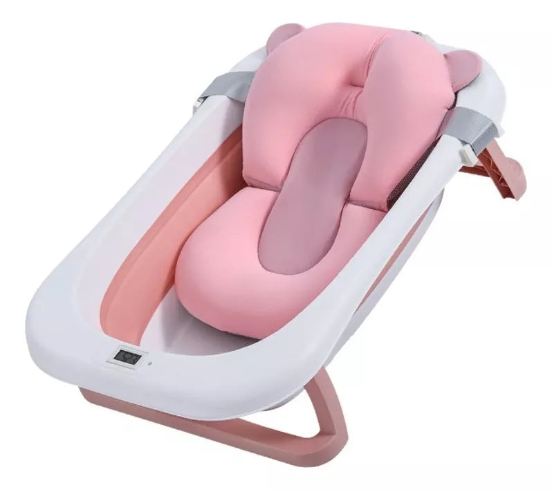 Bañera Tina Plegable Para Bebé Con Termometro + Almohada En Silicona