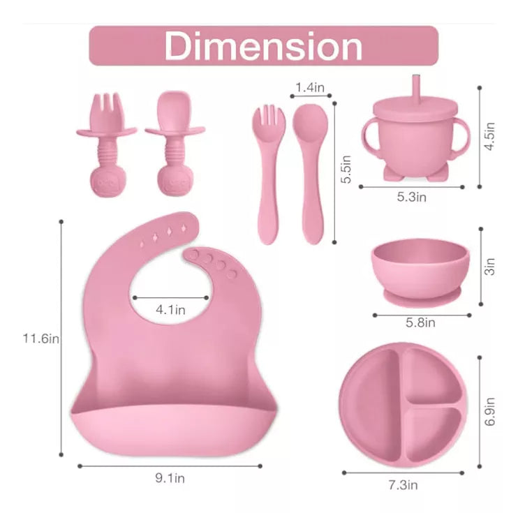 Juego De Cubiertos De Silicona Antideslizante Para Bebé 9pzs