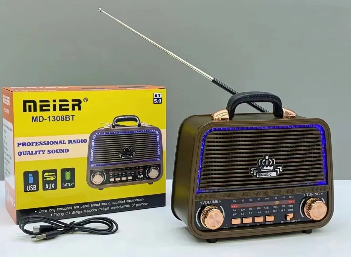 RADIO BLUETOOTH MP3 SD USB FM AM VINTAGE PORTATIL RECARGABLE