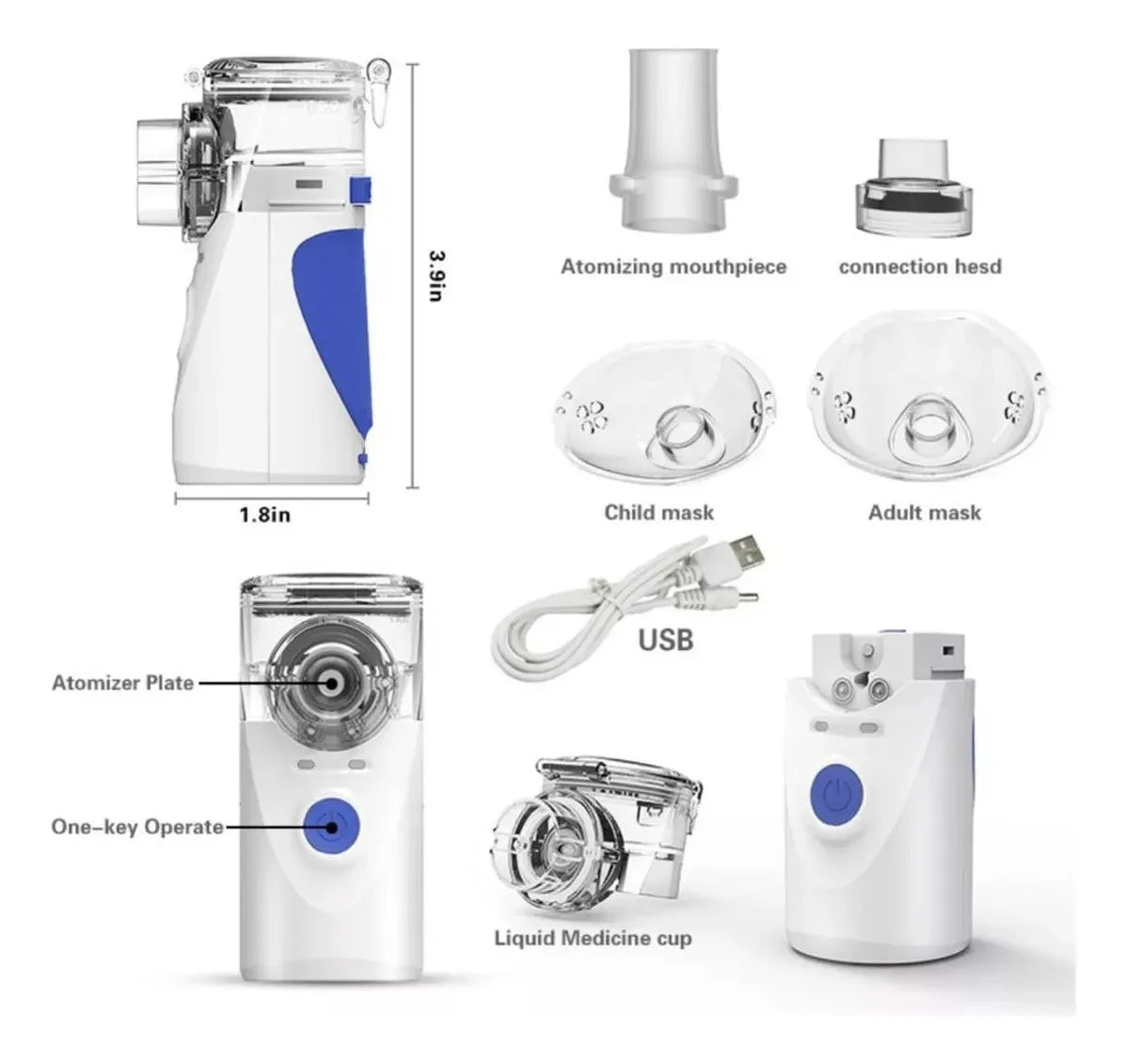 Mini Nebulizador Portátil Niños Adultos