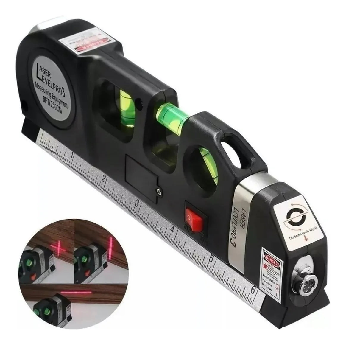 NIVEL LASER CON CINTA MÉTRICA