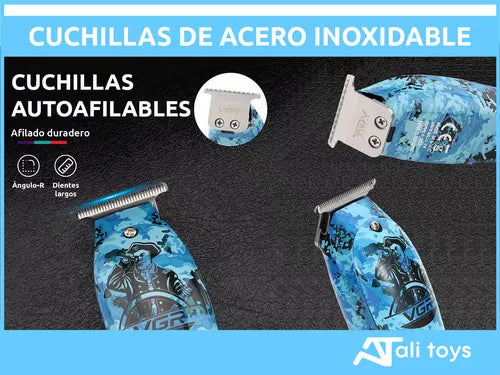 MAQUINA CABELLO VGR-923 AZUL PATILLERA INALAMBRICA👨🏻🦱