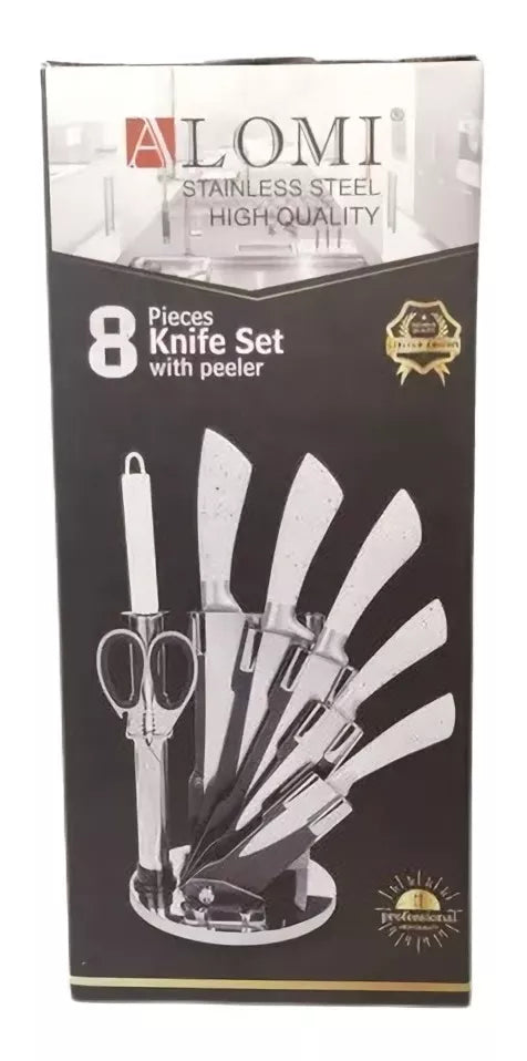 Set de cuchillos x8 con base giratoria