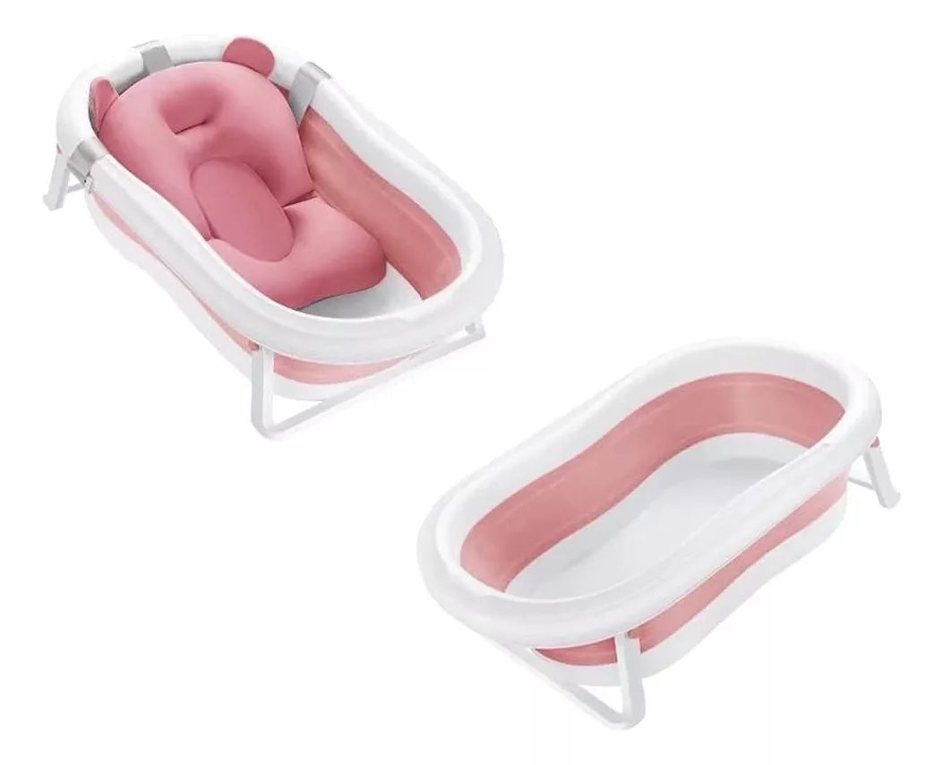 Bañera Tina Plegable Para Bebé Con Termometro + Almohada En Silicona