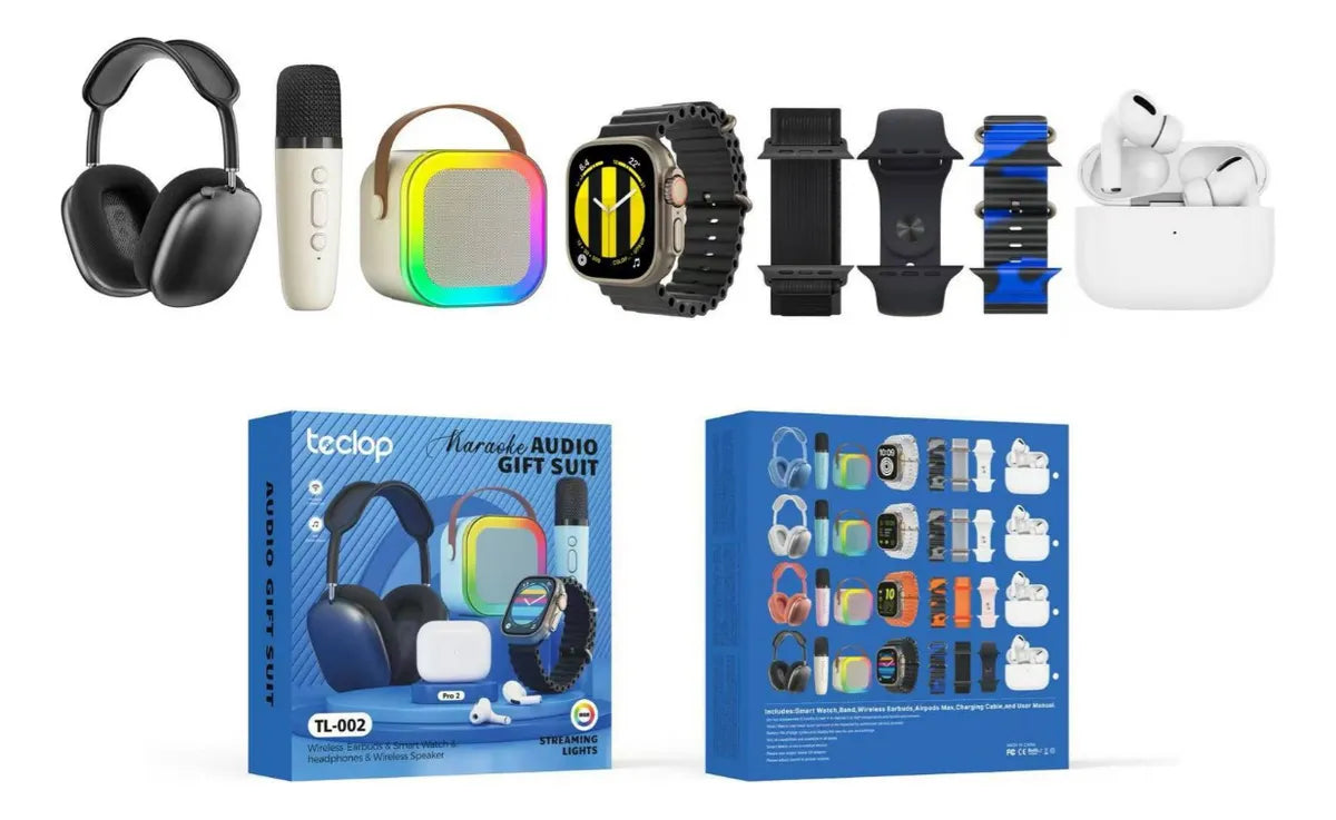 COMBO TL-002 SMARTWATCH + PARLANTE + MICROFONO + AUDIFONOS + DIADEMA