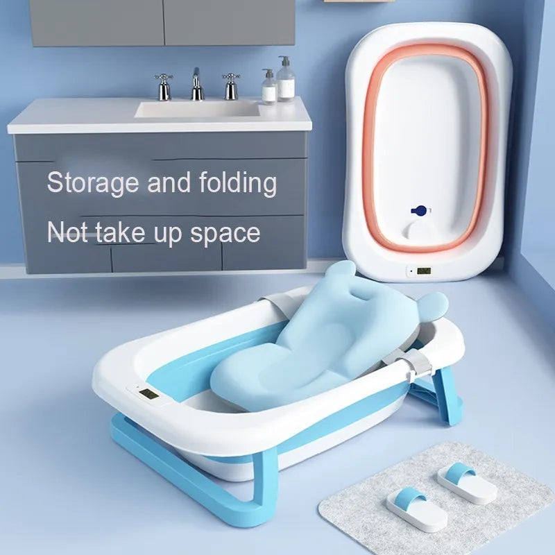 Bañera Tina Plegable Para Bebé Con Termometro + Almohada En Silicona