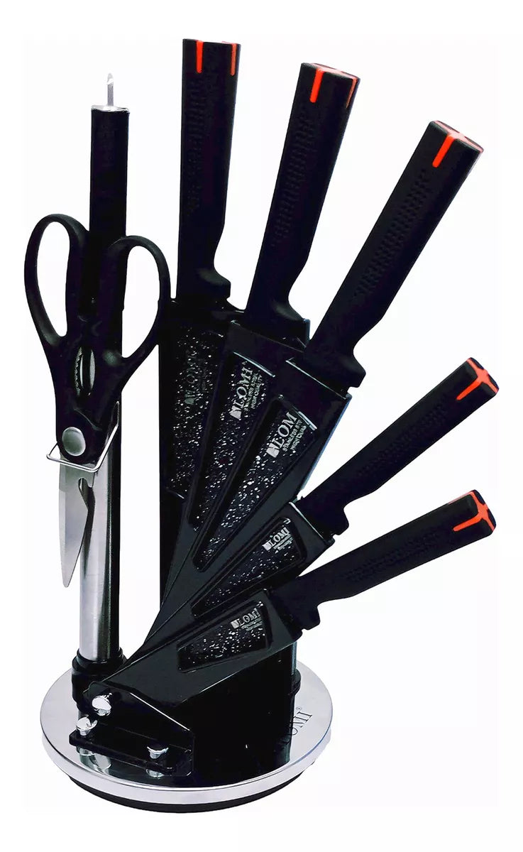 Set de cuchillos x8 con base giratoria