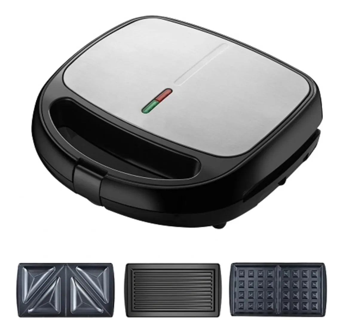 SANDWICHERA WAFLERA TOSTADORA 3 EN 1 PLACAS INTERCAMBIABLES