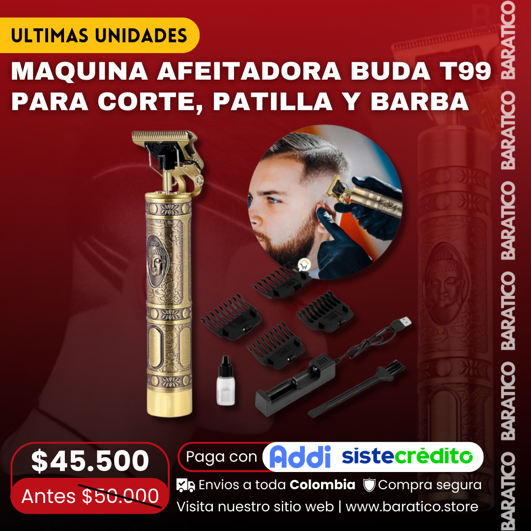 MAQUINA AFEITADORA BUDA T99 PARA CORTE, PATILLA Y BARBA👨🏻🦱