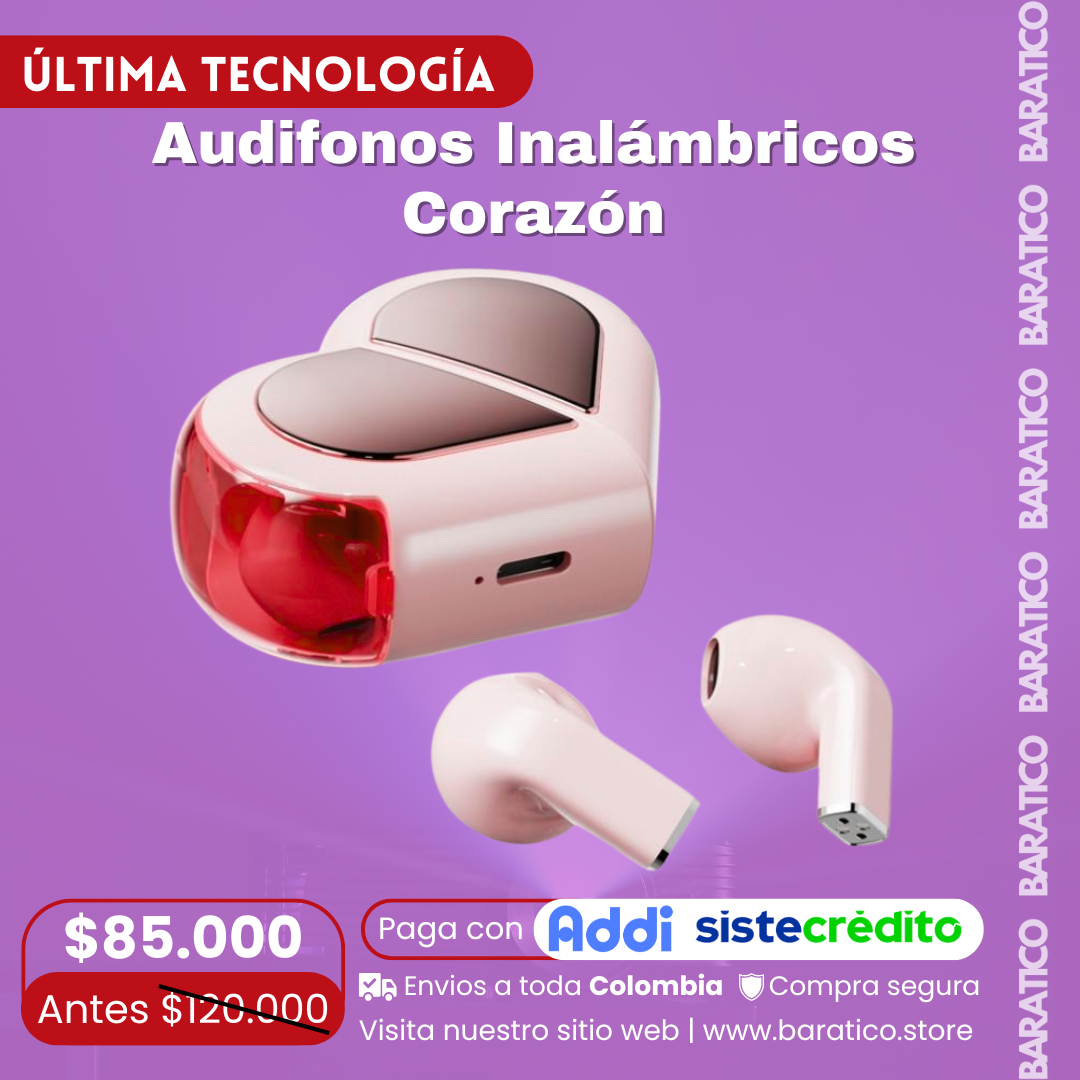 Audifonos Bluetooth Inalámbricos Con Forma De Corazón