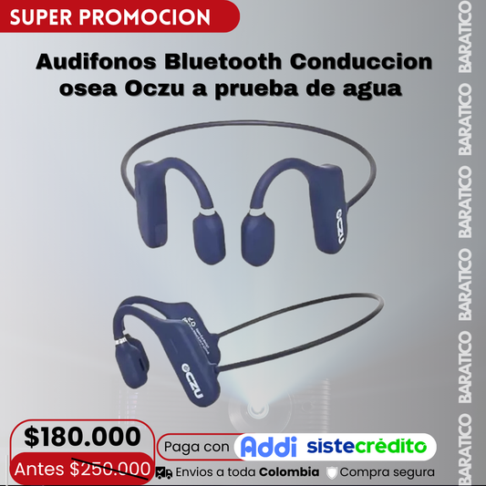 Audífonos Bluetooth Conducción ósea Oczu a prueba de agua