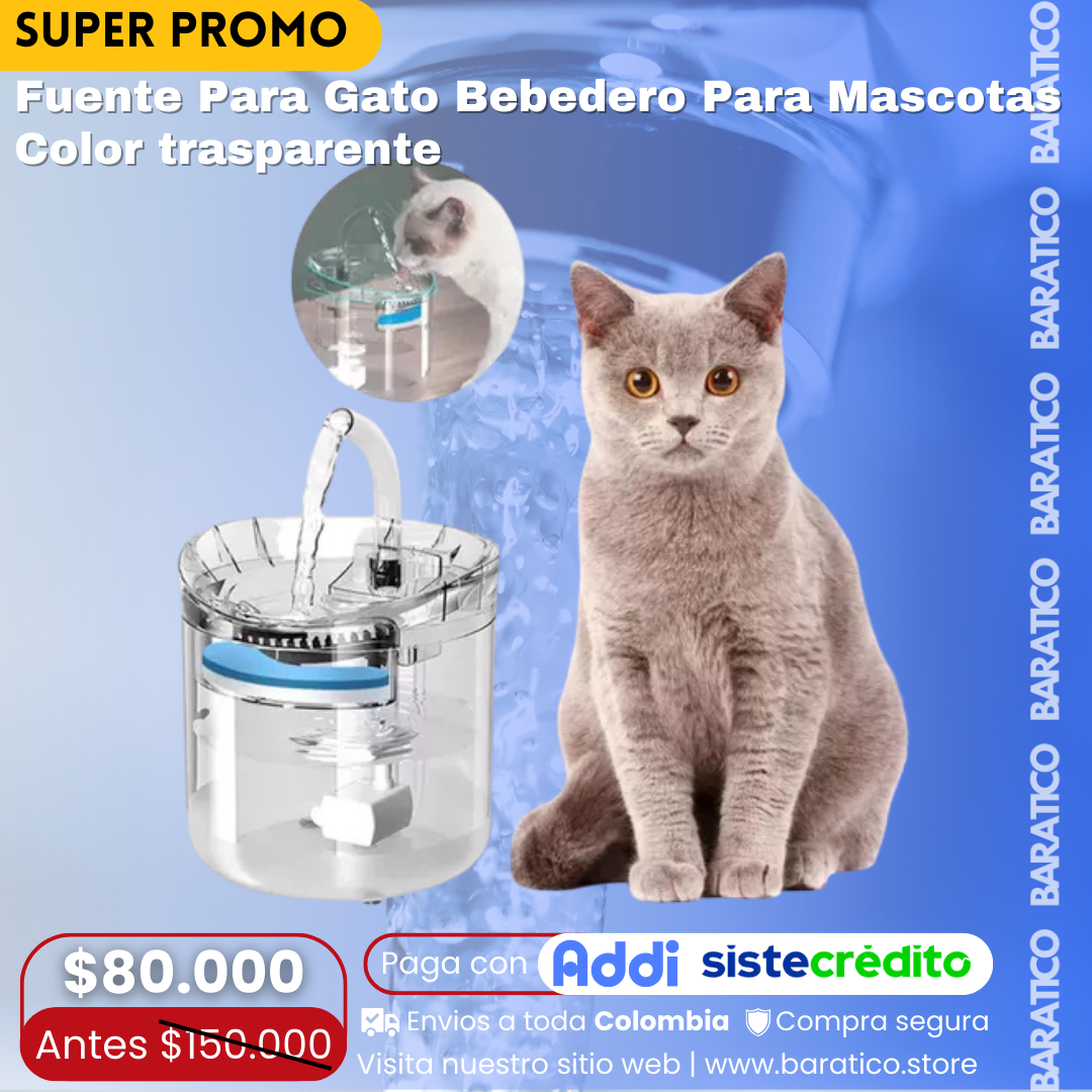 Fuente Para Gato Bebedero Para Mascotas Color trasparente 🤗
