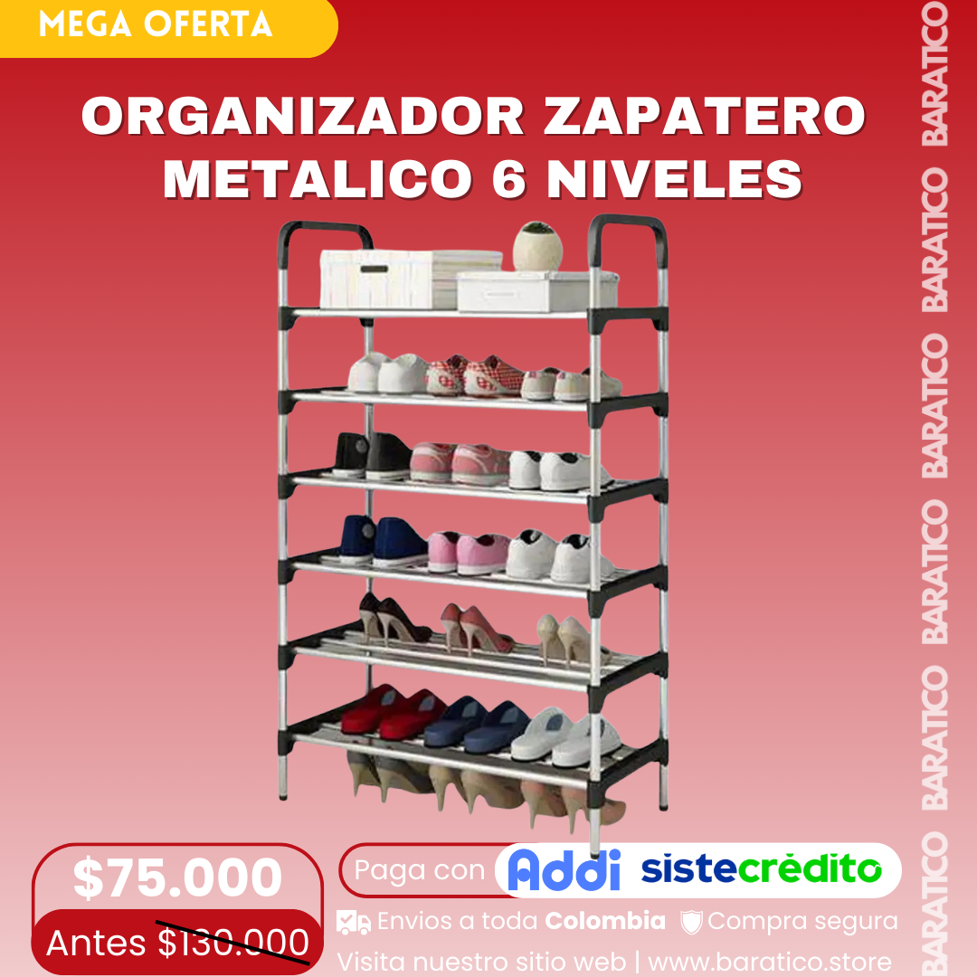 Organizador Zapatero Metálico 6 Niveles