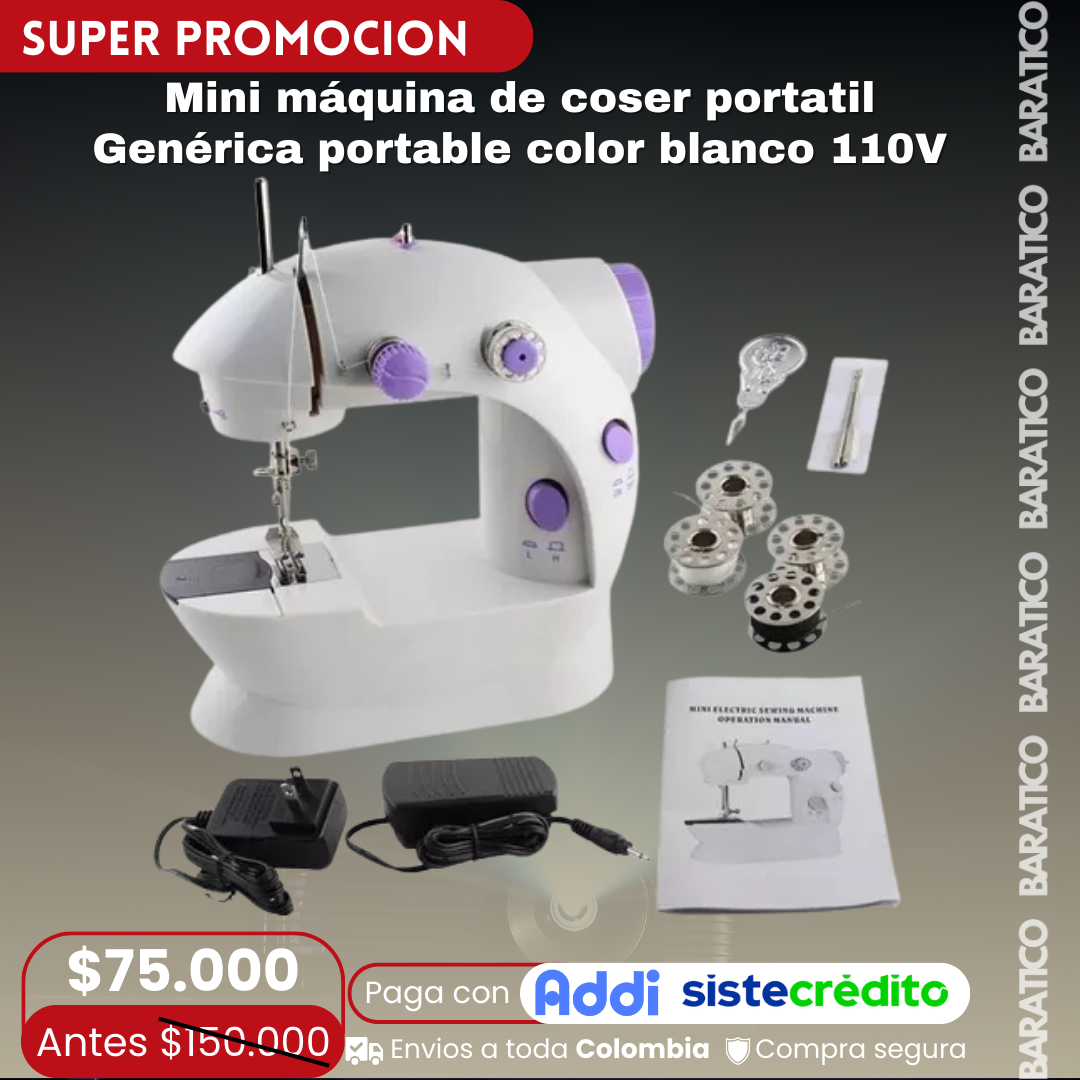 Mini máquina de coser portatil Genérica portable color blanco 110V 🧵🪡