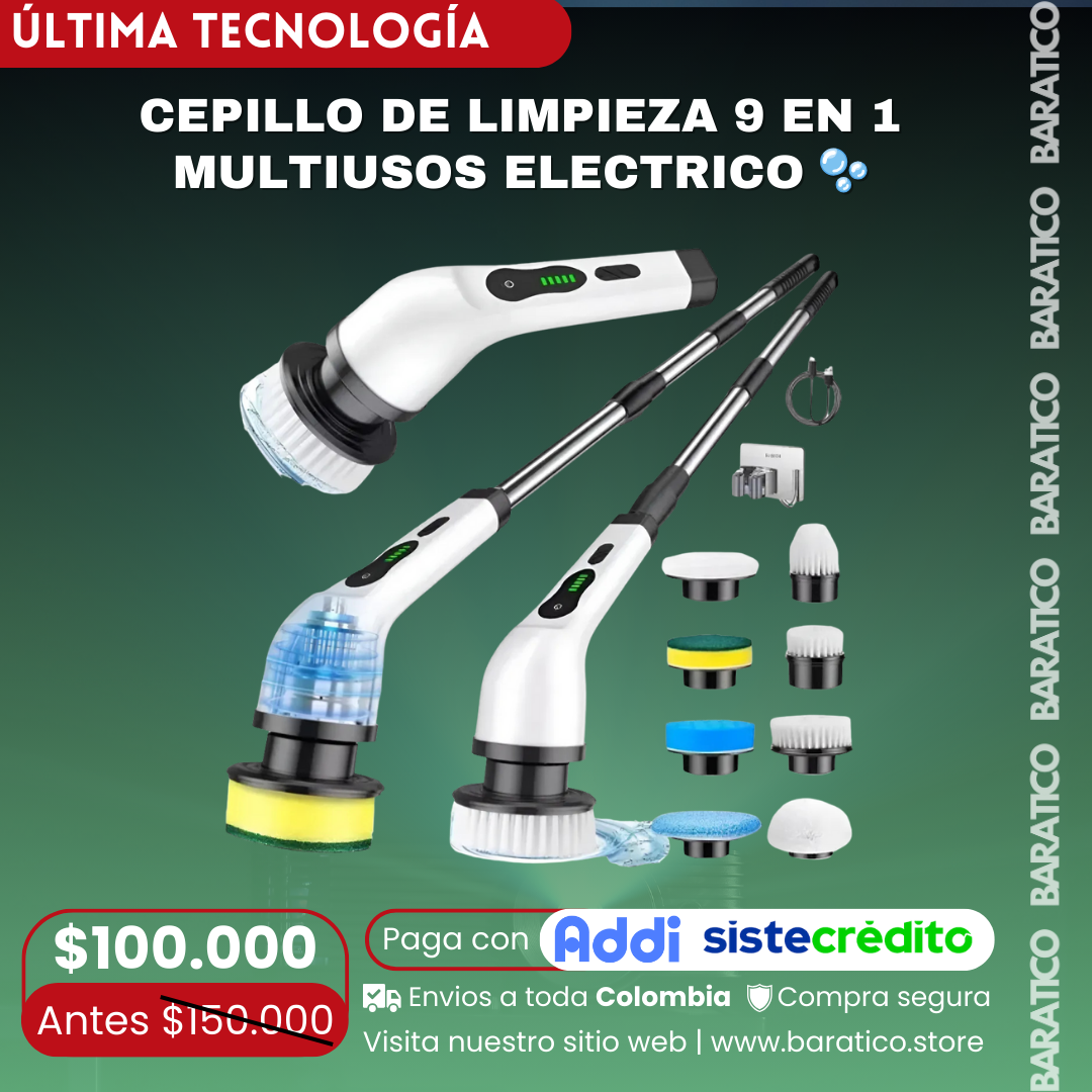 CEPILLO DE LIMPIEZA 9 EN 1 MULTIUSOS ELECTRICO 🫧