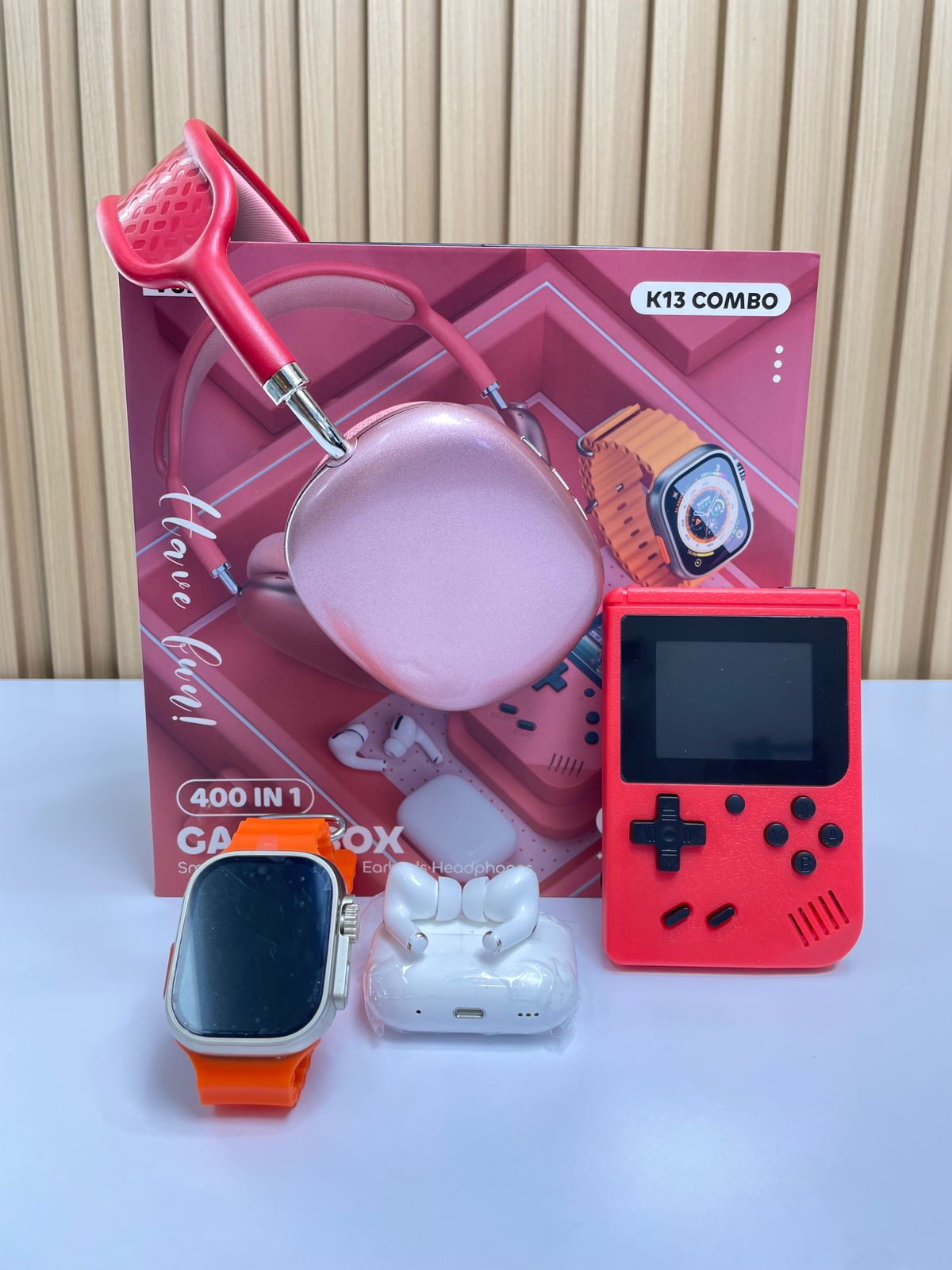 🚀Combo K13 Smartwatch, AirPods, Game Boy y Diadema😱