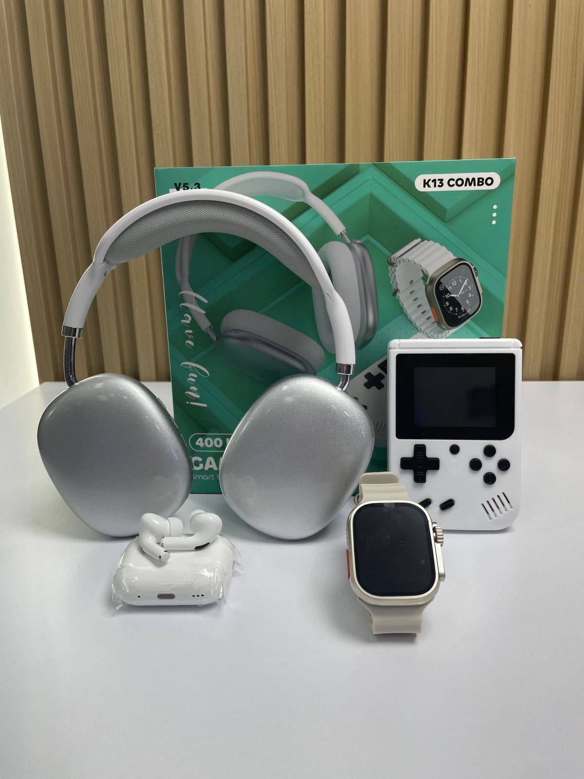🚀Combo K13 Smartwatch, AirPods, Game Boy y Diadema😱