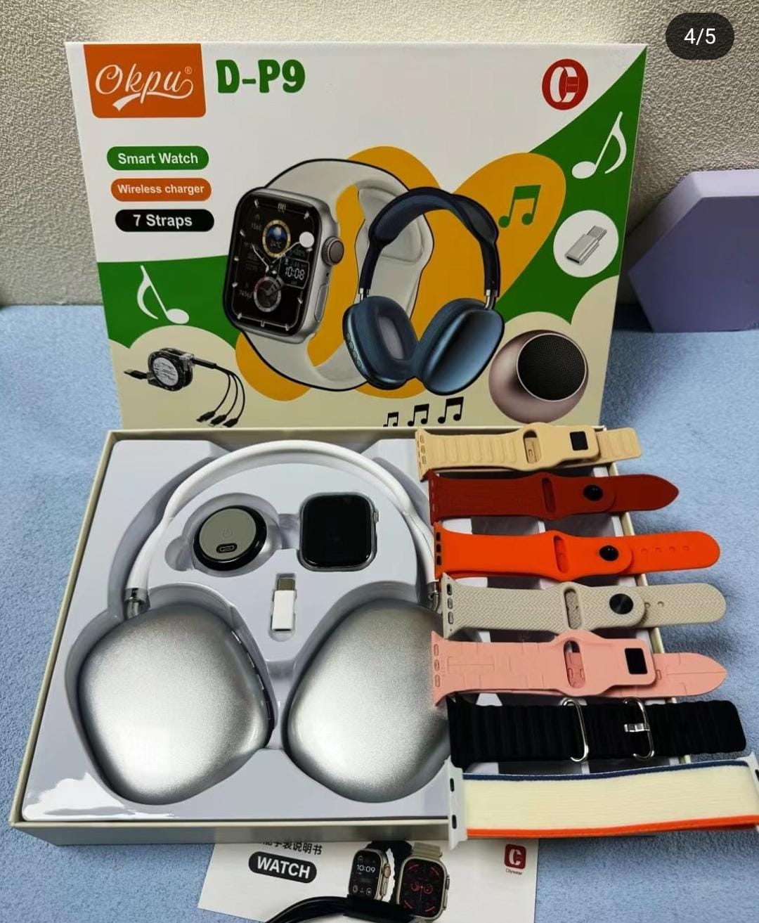 Combo DP9 Reloj Smartwatch 7 Correas, audífonos, parlante y cargador ⚡
