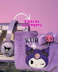 AUDIFONOS DIADEMA BLUETOOTH SANRIO + BOLSO DE PELUCHE