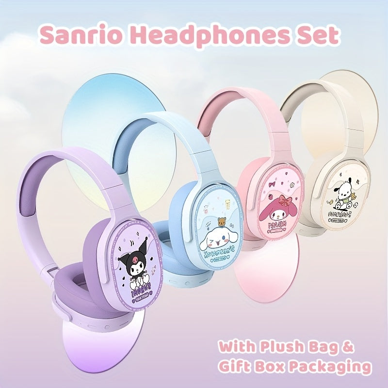 AUDIFONOS DIADEMA BLUETOOTH SANRIO + BOLSO DE PELUCHE