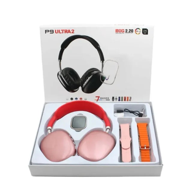 SMARTWATCH + 7 CORREAS + AUDIFONOS DIADEMA P9 ULTRA 2🤯