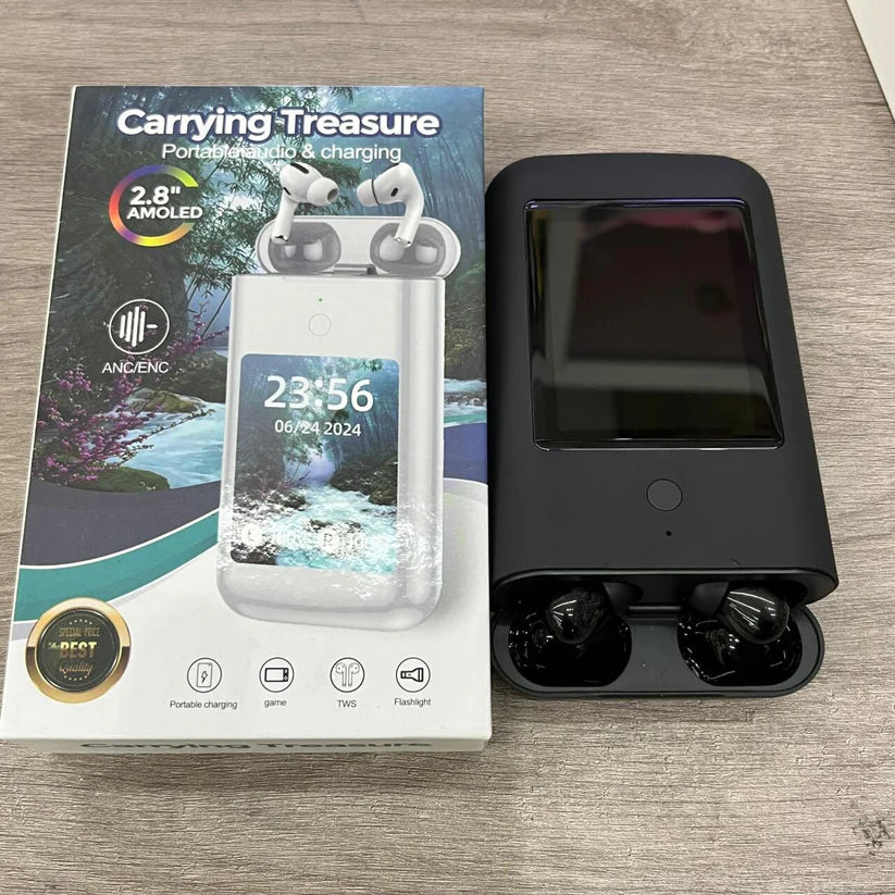 PowerBank con Pantalla Digital + Audífonos inalámbricos + Linterna