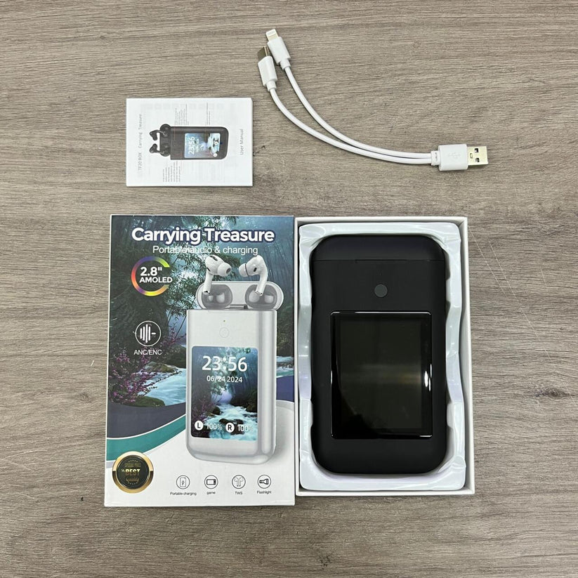 PowerBank con Pantalla Digital + Audífonos inalámbricos + Linterna