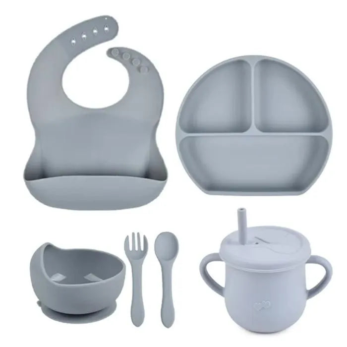 Set Vajilla En Silicona Para Bebe Cubiertos 5 Piezas