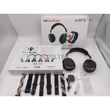SMARTWATCH + 7 CORREAS + AUDIFONOS DIADEMA P9 ULTRA 2🤯