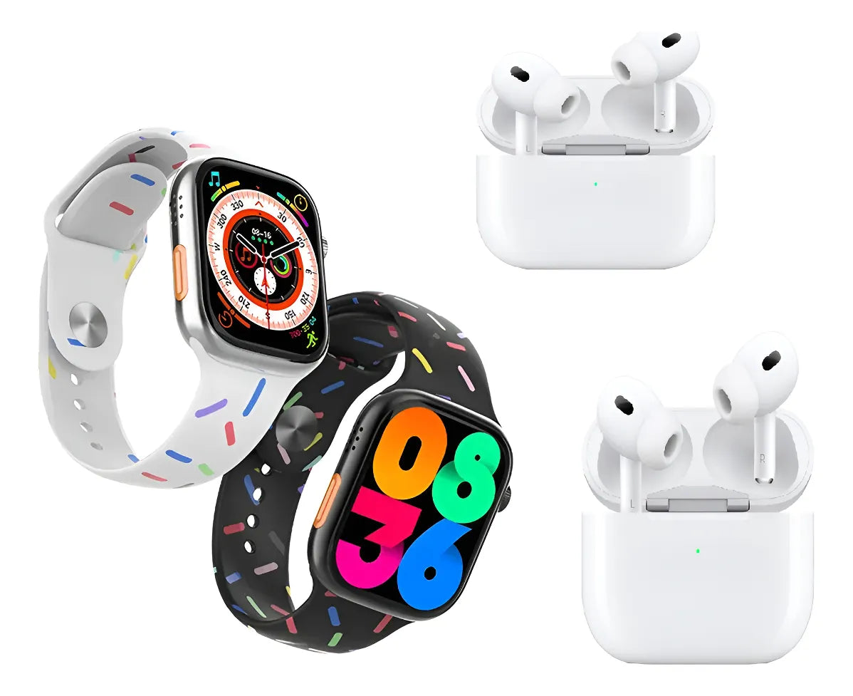 COMBO TL003 X 2 SMART WATCH  + 2 AUDIFONOS INALAMBRICOS + 8 PULSOS