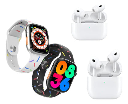 COMBO TL003 X 2 SMART WATCH  + 2 AUDIFONOS INALAMBRICOS + 8 PULSOS