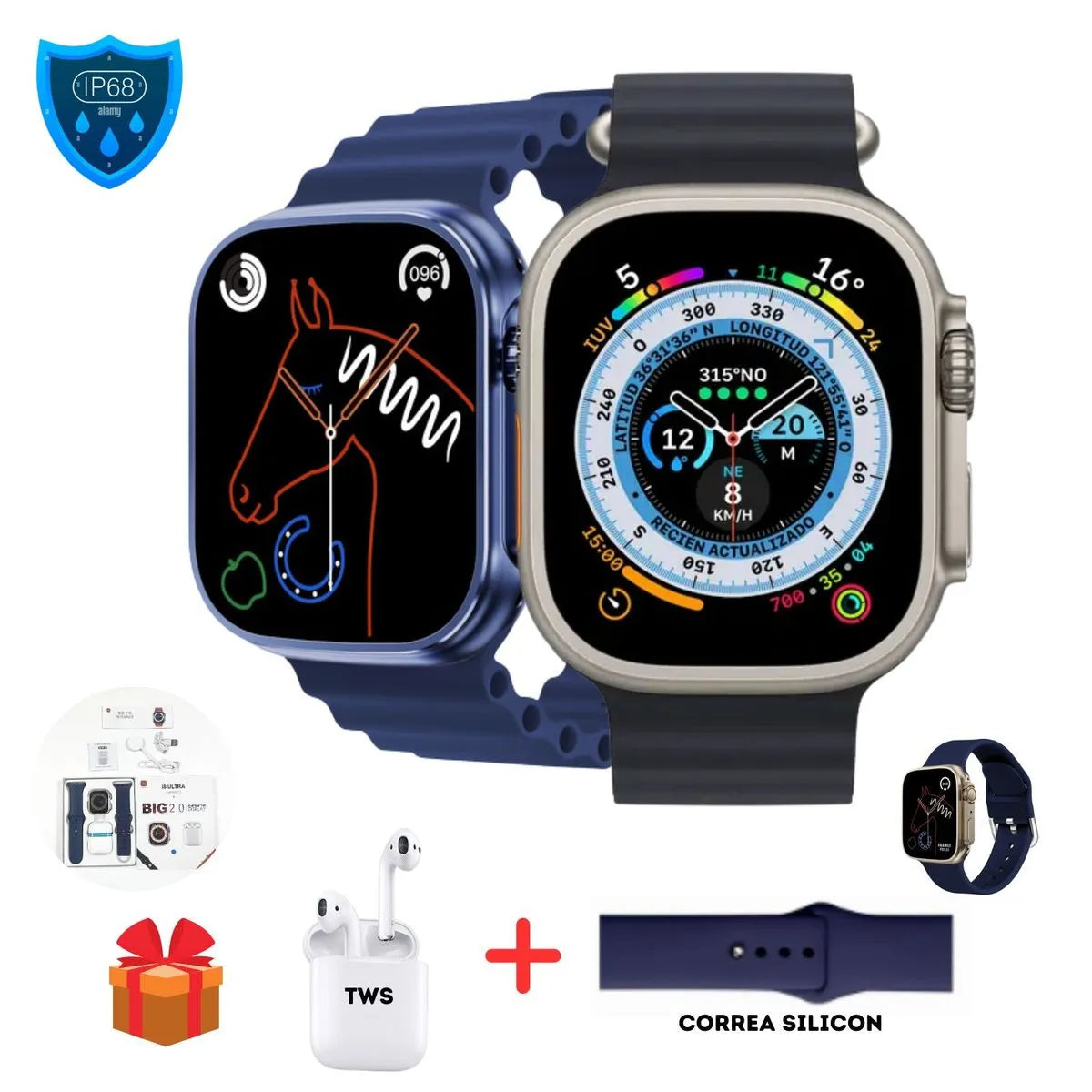 SÚPER COMBO SMART WATCH I8 ULTRA + AUDÍFONOS BLUETOOTH ⭐PRECIO : $100.000 + ENVIO GRATIS!!!!!