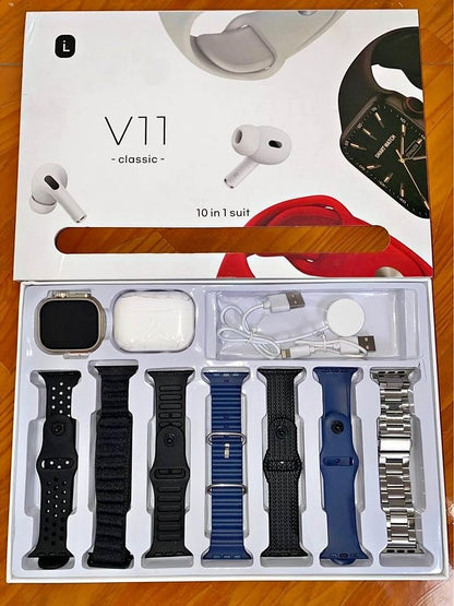Combo V11 Airpods Pro + Reloj con 7 Correas