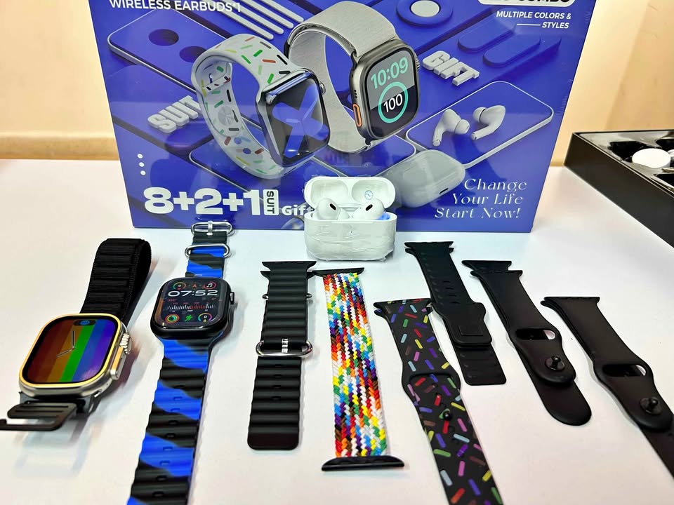 COMBO K20 PAREJA 2 SMARTWATCH + AUDÍFONOS + 8 PULSOS