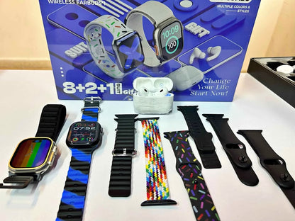 COMBO K20 PAREJA 2 SMARTWATCH + AUDÍFONOS + 8 PULSOS