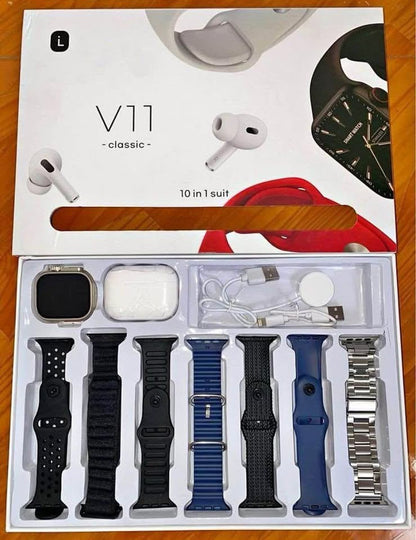 Combo V11 Airpods Pro + Reloj con 7 Correas