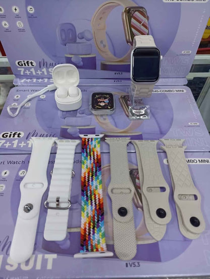 Combo Mini Smartwatch Mujer 7 Pulsos Con Audífonos K45
